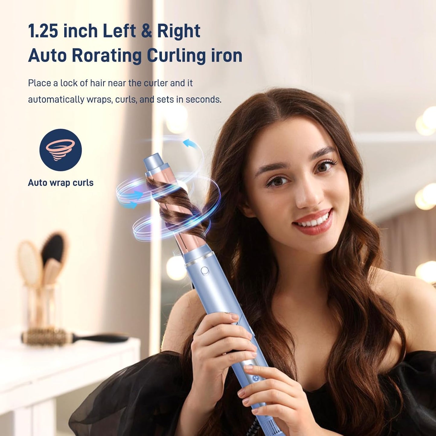 Hot Air Hair Multi-Styler - 5 in 1 Professional Air Hair Wrap Styler Set with Air Curlers, Hair Dryer Brush, Straightener, Concentrator for Fast Drying Curling Straightening, Travel Case Included