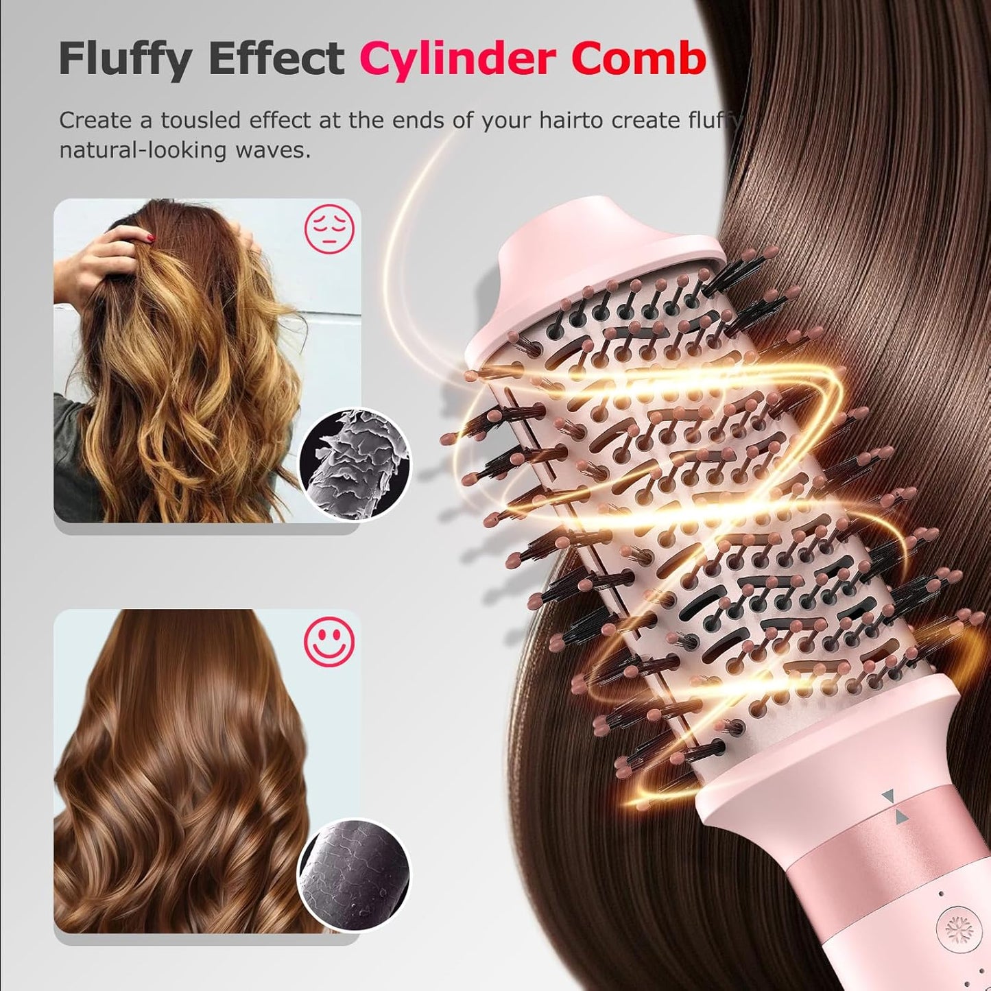 5 in 1 High-Speed Hot Air Styler - Professional Blow Dryer Brush, Fast Drying Frizz-Free, Negative Ions, No Heat Damage - Curl, Volumize, Straighten with Travel Bag