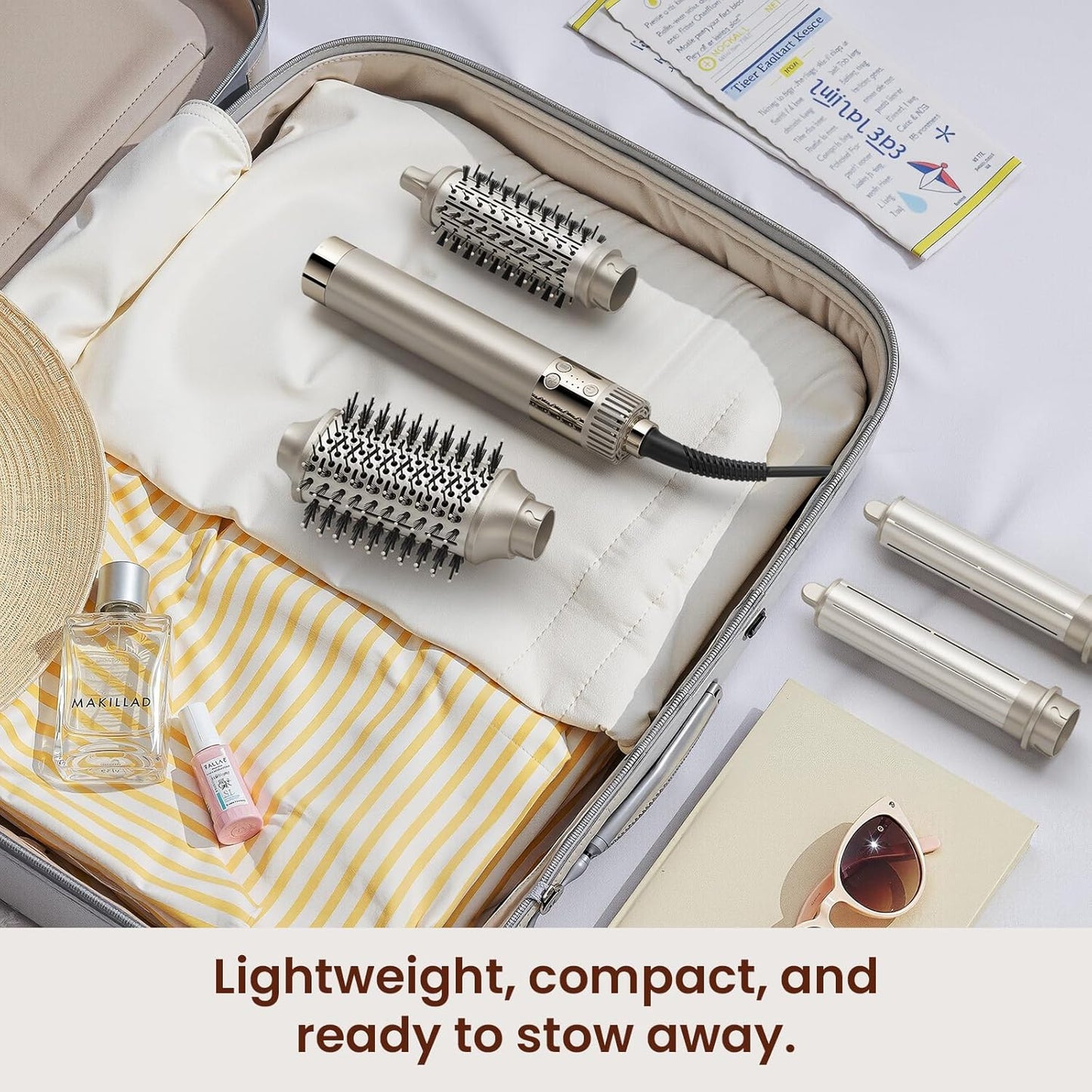 MESCOMB 5 in 1 Airstyler & Hairstyler Set - Ion Hair Dryer, Auto-Wrap Curling Iron & Volume Brush - Quick Drying, Styling for Curls, Volume & Straightening without Heat Damage | Lightweight & Ideal