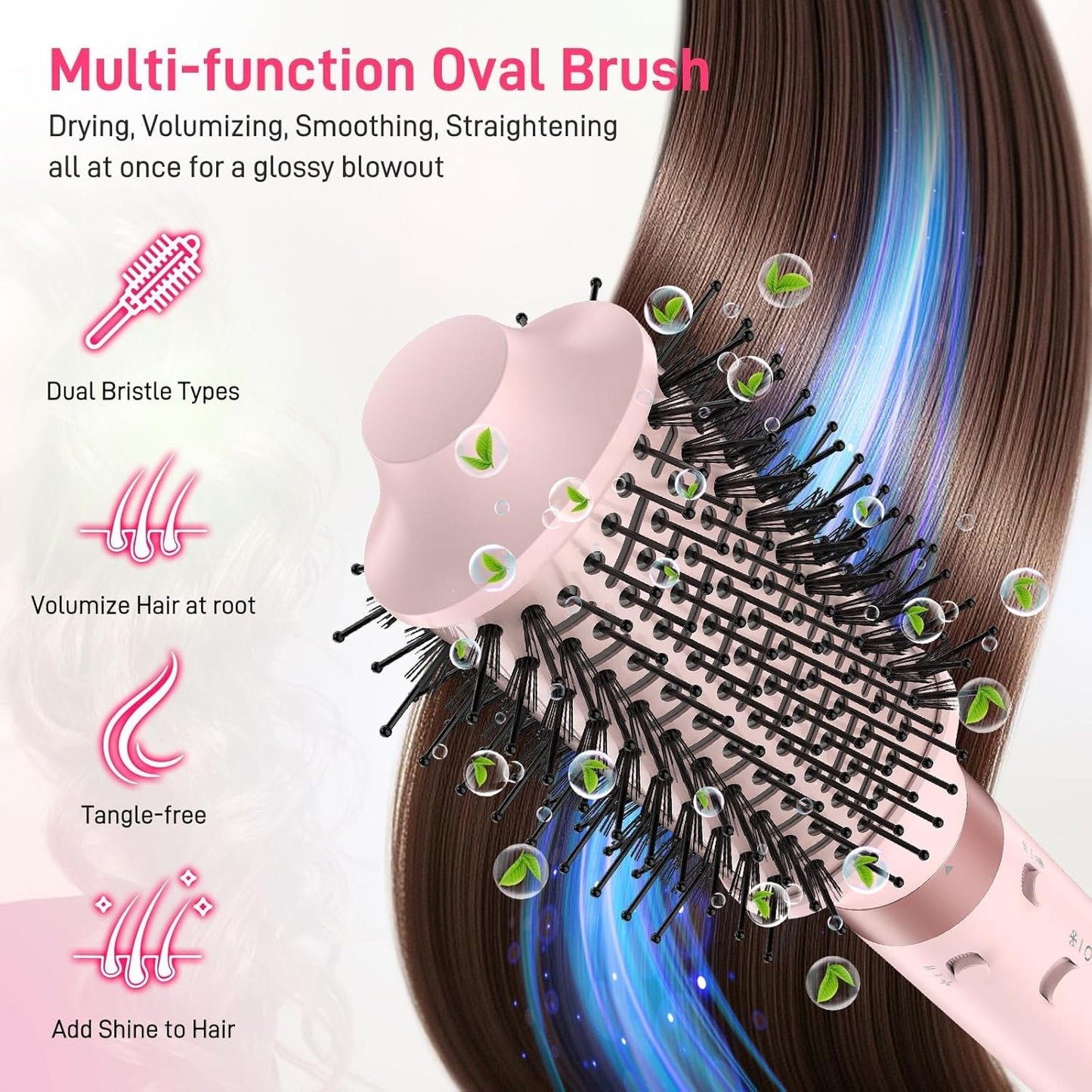 MESCOMB 5 in 1 Dual Voltage Hair Styler Ion Hair Dryer & Airstyler Set with Attachments, Quick Drying, Curling Iron, Straightening, Volume, No Heat Damage, 100-240 V for Worldwide Travel with Travel