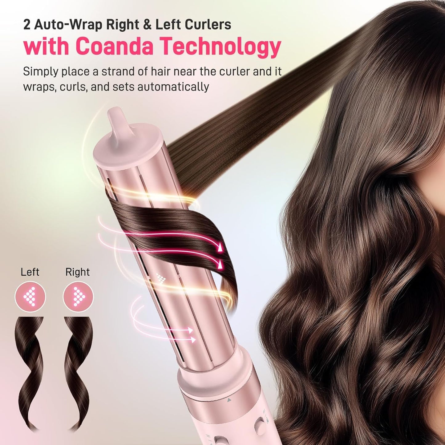 MESCOMB 5 in 1 Dual Voltage Hair Styler Ion Hair Dryer & Airstyler Set with Attachments, Quick Drying, Curling Iron, Straightening, Volume, No Heat Damage, 100-240 V for Worldwide Travel with Travel