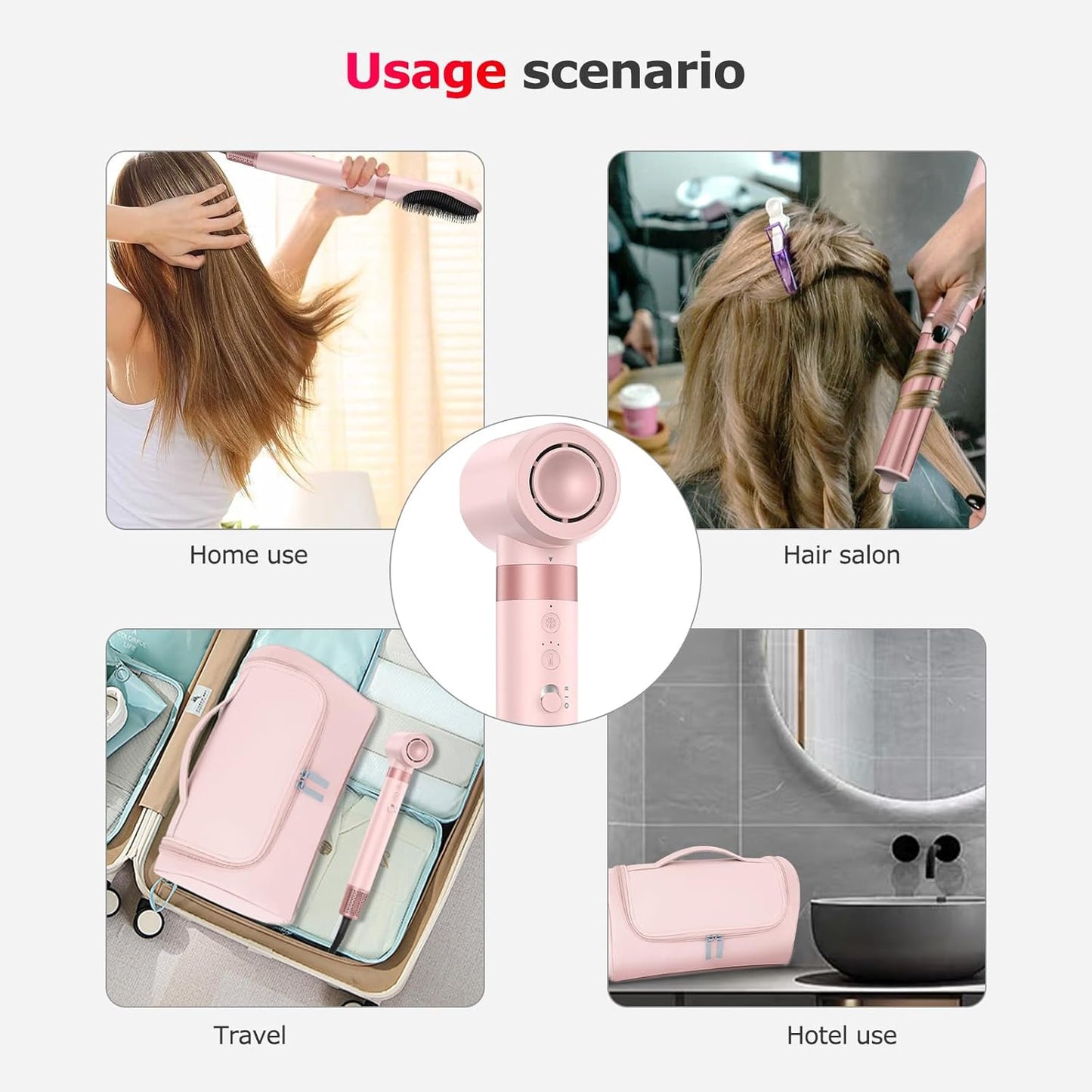 5 in 1 High-Speed Hot Air Styler - Professional Blow Dryer Brush, Fast Drying Frizz-Free, Negative Ions, No Heat Damage - Curl, Volumize, Straighten with Travel Bag